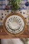 Hermia Blueberry Juego de Cena de Porcelana de 24 Piezas en Blanco, Azul y Verde